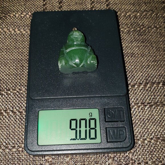 Vintage 45 Carats Genuine Canadian Nephrite Jade Happy Buddha Pendant - Picture 7 of 10